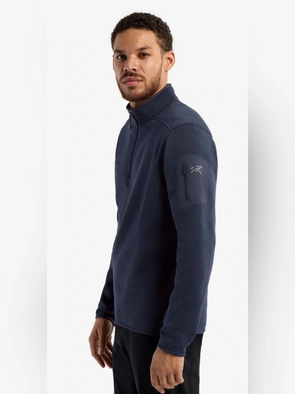 Arc’teryx Men’s Covert Half Zip Sweatshirt in Black Sapphire Heather , Large